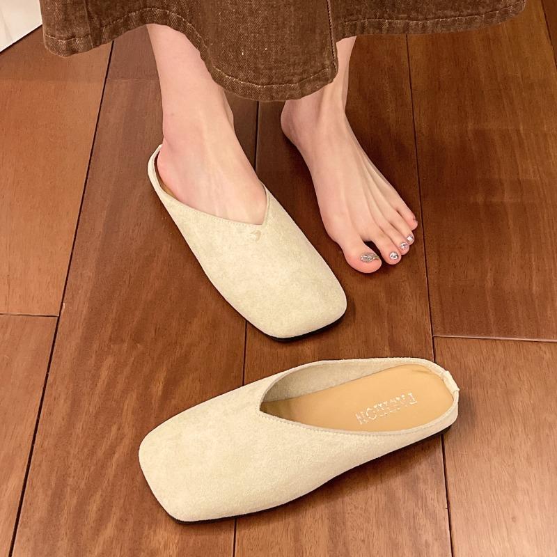 Модные женские мюли, туфли на плоской подошве, тапочки, новые популярные повседневные сандалии с квадратным носком, летняя мода, с ремешком сзади, женские шлепанцы, zapatos mujer