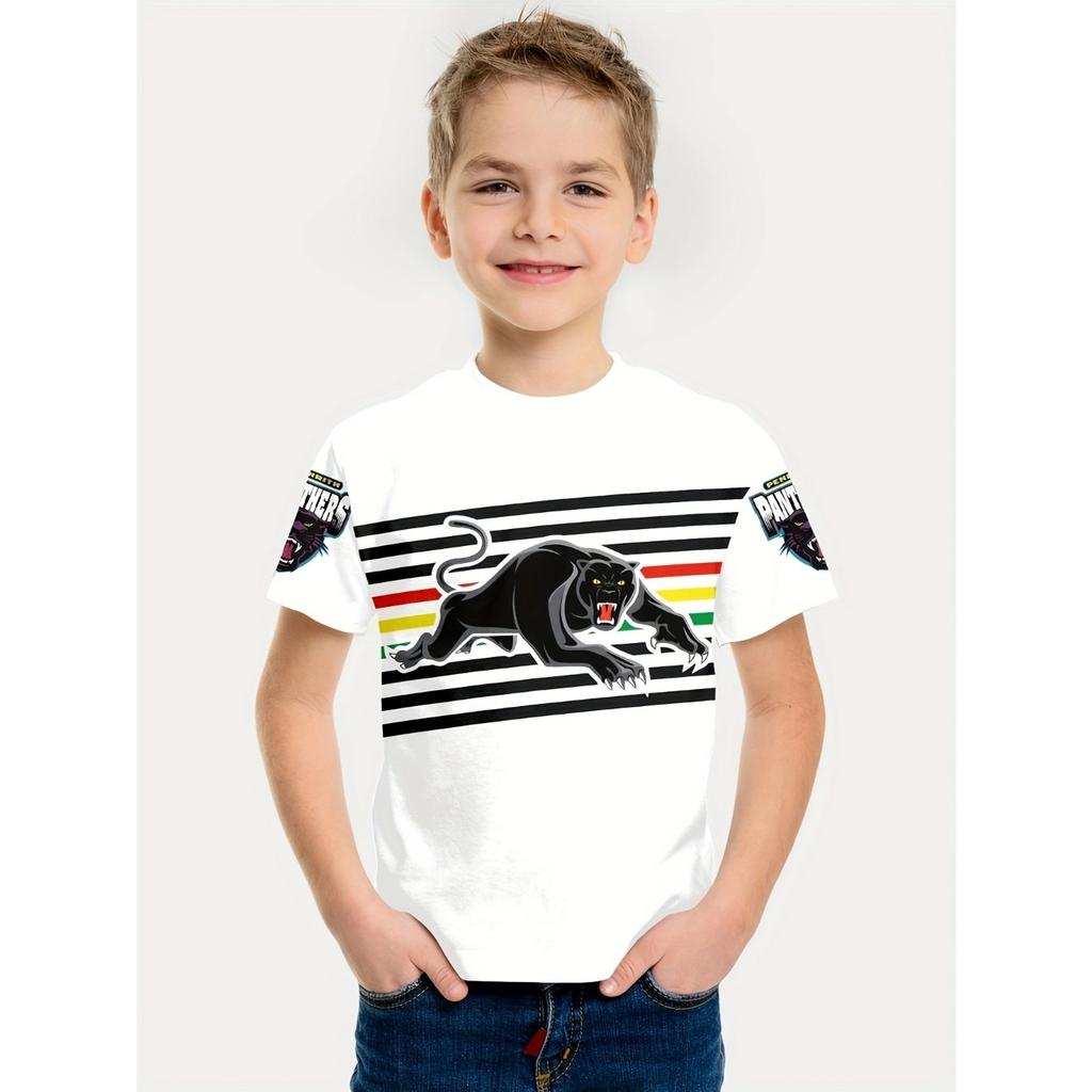 Summer Round Neck Animal Pattern 3D Printed Top Fashionable Casual Short Sleeved Children's Boy T-shirts