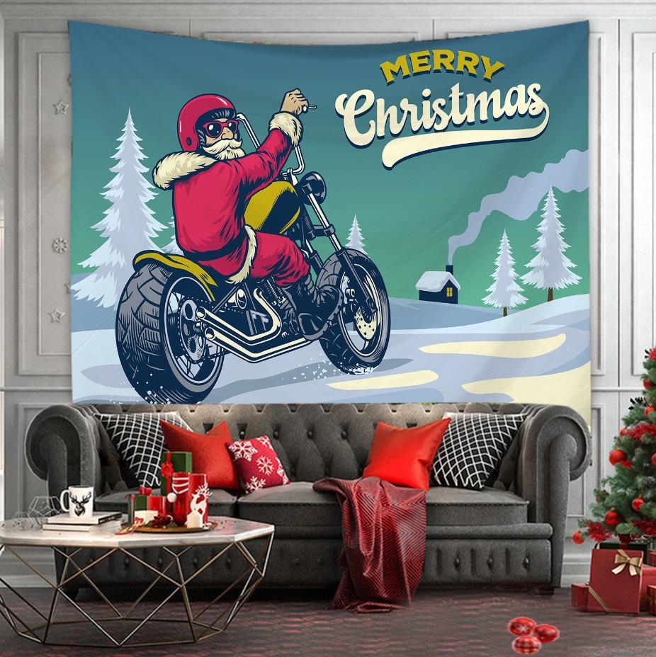 Гобелен с принтом рождественской елки, настенный фон, тканевый декор, красный Санта-Клаус, полиэстеровый гобелен, украшение на стену для дома и комнаты