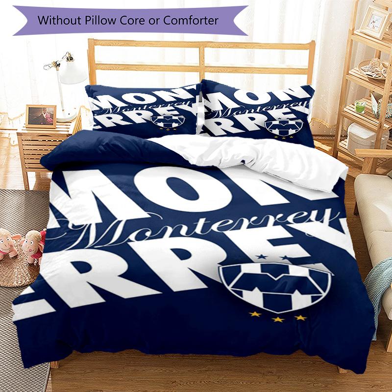 C.F.Monterrey Football Crest Art Printed Pattern Duvet Cover Set – includes 1 duvet cover and 2 matching pillowcases Bedroom decor Christmas gifts