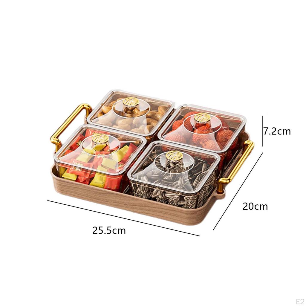 Тарелка для закусок, поднос для сервировки орехов и конфет с чашей с крышкой, разделенная посуда для сладких орехов