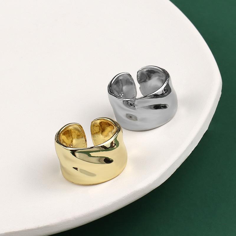 Xiaomi 925 Sterling Silver Wiede Simple Gold Color Rings Retro Distressed Opening Handmade Ring Fashion Fine Jewelry