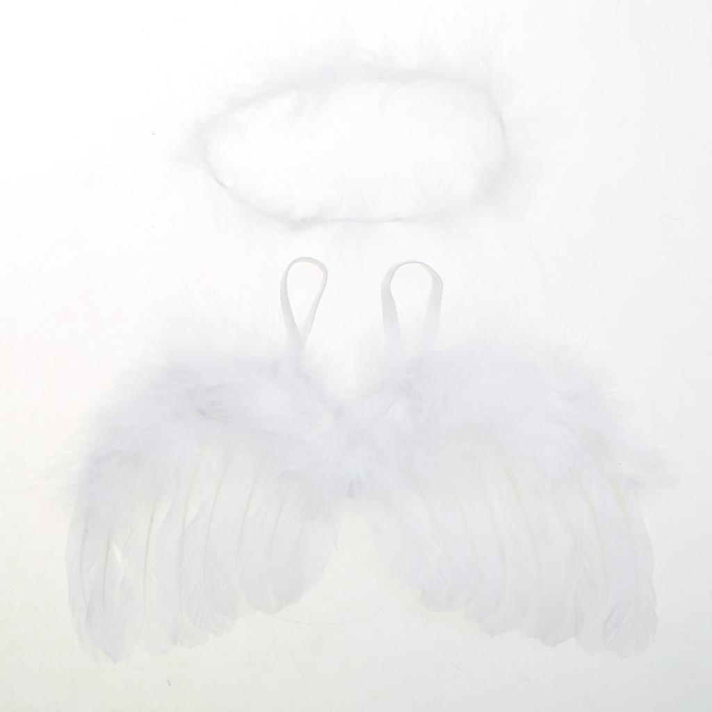 2 Pcs/Set Newborn Photography Props Angel Feather Wing Hair Band Headdress Outfits Decor Baby White Angel Wing Headband