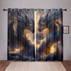 Яркие шторы с драконом, 2 панели, 3D-принт, солнцезащитные шторы, синее золото, пламя, мистическая спальня, декор для гостиной в стиле фэнтези
