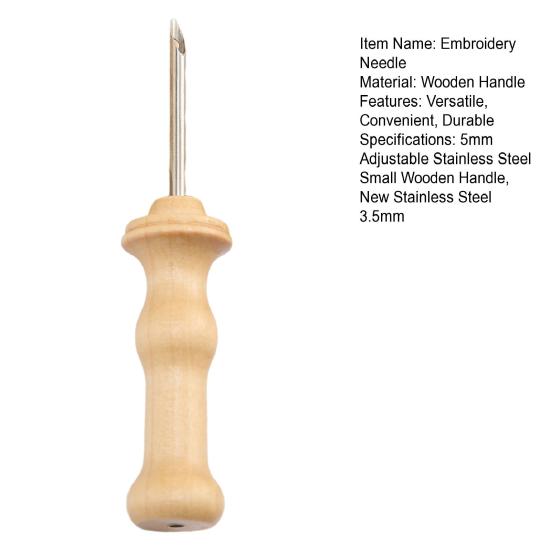 Embroidery Needle Wooden Handle Embroidery Punch Needle Pen Weaving Tool DIY Craft Stitching Applique