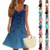 Women's Summer Dress With Pocket Sleeveless Gradient Print Sundress