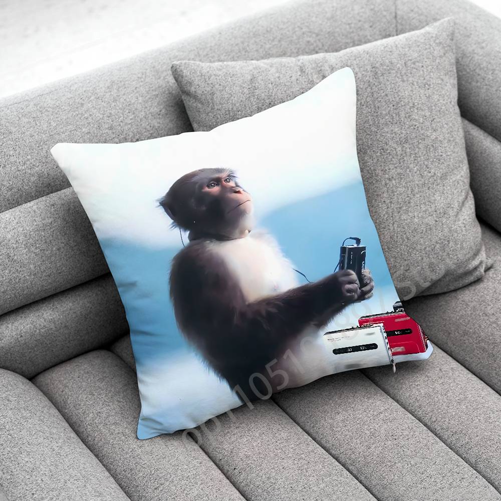 Monkey Funny Tape Throw Pillow Case For 30X30Cm 40X40Cm 45X45Cm 50X50Cm 55X55Cm Square Sofa Pillowcase Shell
