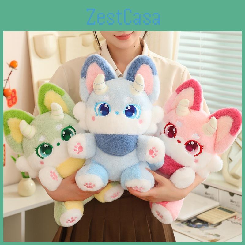 Plush Fox Fantasy Toy Soft Short Fur Stuffed Animal Doll For Kids Birthday Gift
