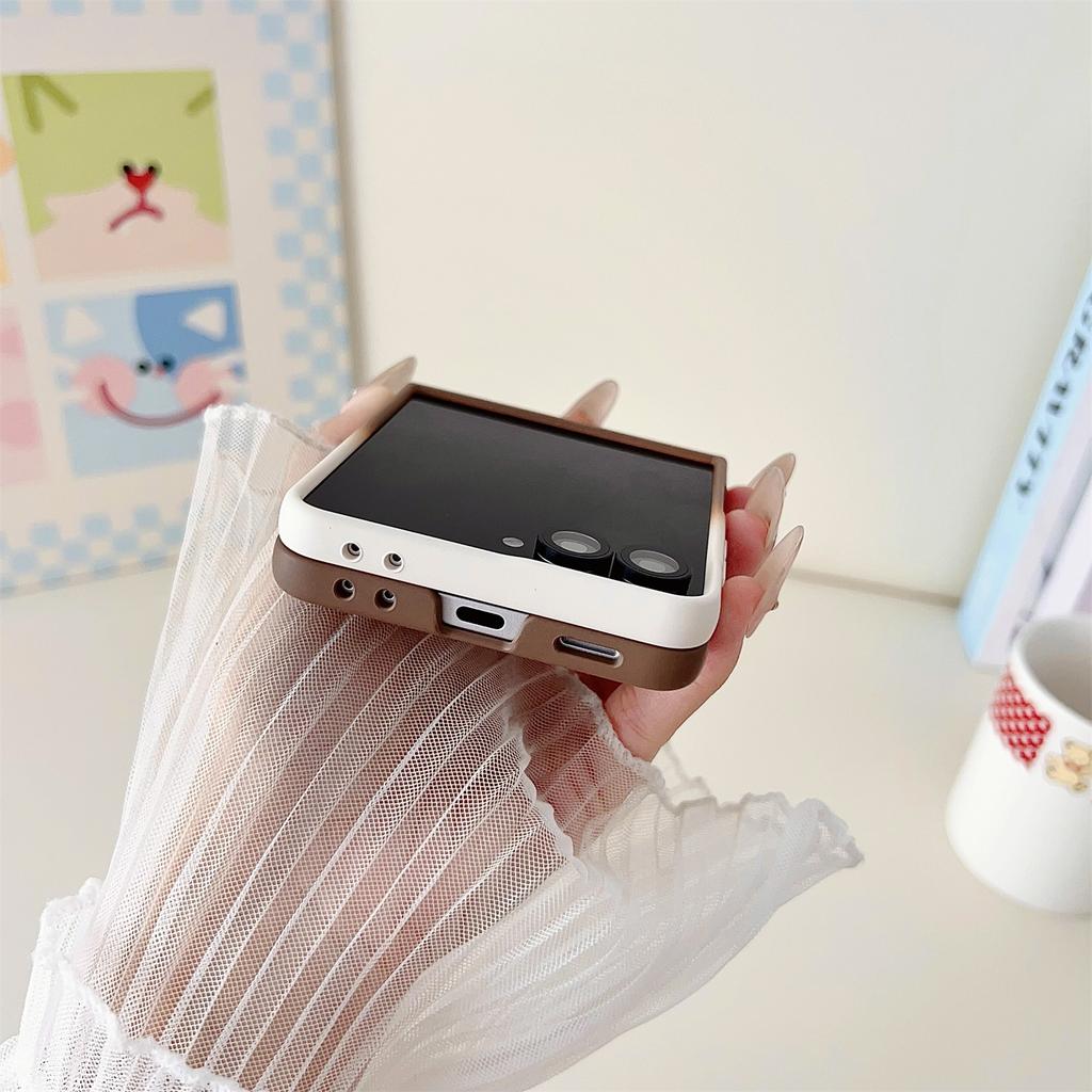 For Samsung Galaxy Z Flip7 5G Case Skin Touch Kickstand PC TPU Phone Cover with Ring Holder