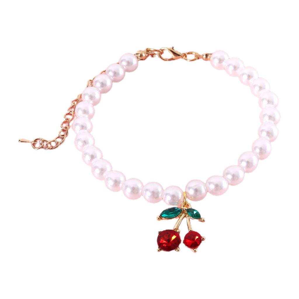 Привлекательный изысканный кулон с вишней для кошек и собак, ошейник с искусственным жемчугом, товары для домашних животных