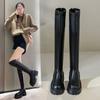 Autumn Winter Stretch Over The Knee Boots Women Fashion Round Toe Square Platform Thick Heels Long Booties Women's High Boots