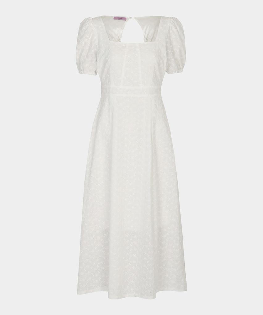 Kissing Loro Square Flower Dress (White)