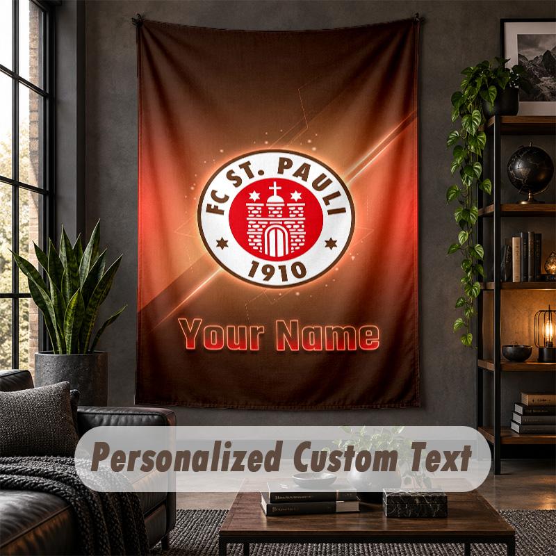 Personalized Wall Tapestry,FC St. Pauli Custom Text, Soft Fabric Wall Art For Indoor Decoration
