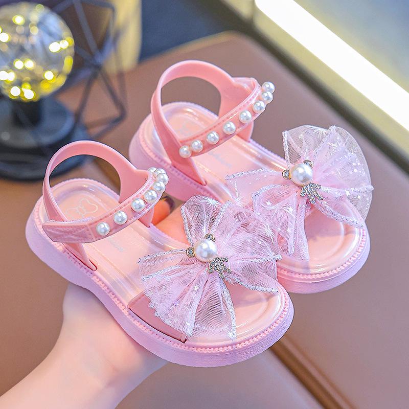 2024 Girls' Velcro Princess Sandals - Soft Sole, Bowknot Design, Available In Small, Medium, Large for Kids
