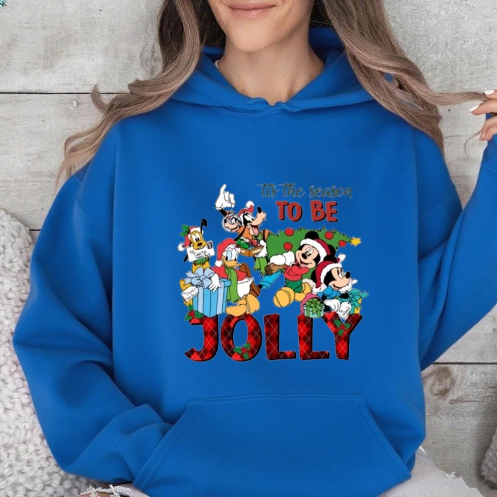 Дисней Наряды для родителей и детей, Рождественская разноцветная толстовка с капюшоном Микки Мауса, Модный американский бренд, Повседневный свободный топ