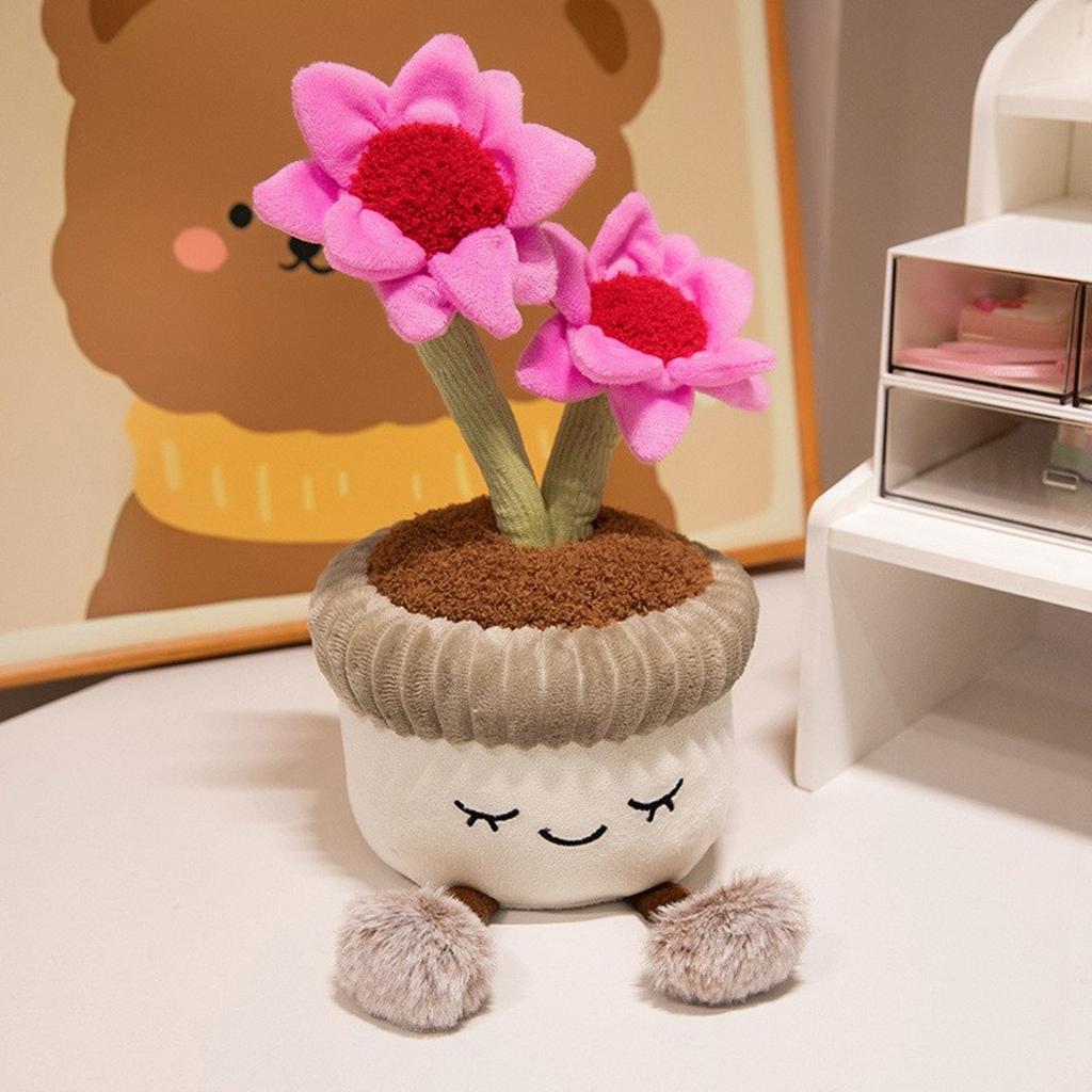 Cute Cartoon Potted Plant Ornament Plush Toy Doll Desktop Decoration Flower Doll Girl Gift,Cute Ornament,Children, Couple Doll Gifts,1pc