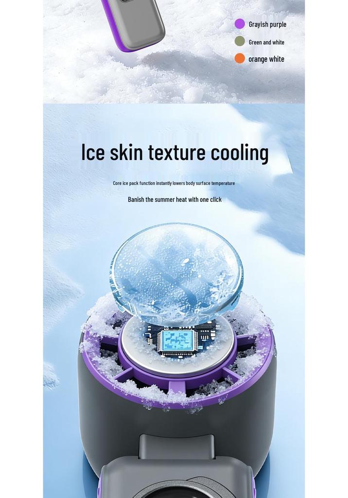 Portable Rechargeable Turbo Ice Pack Handheld Neck Fan with Digital Display