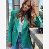 Women's Spring Fashion Casual High Street Double Breasted Tweed Office Blazer Jacket