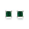Emerald Green Zircon Square Earrings for Women - Elegant and Simple Temperament Design