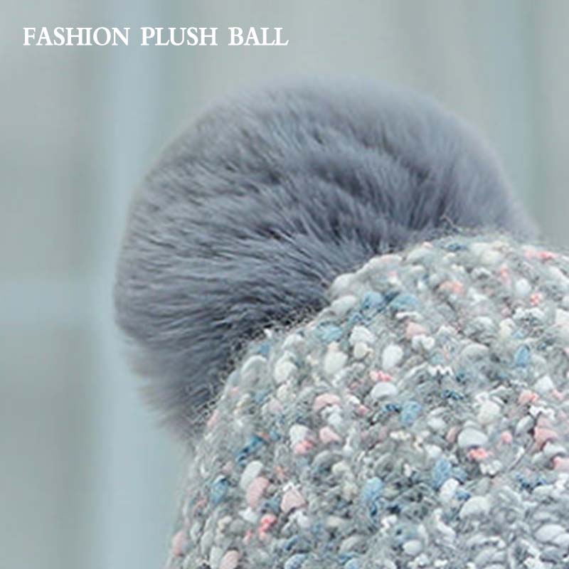 Шерстяная шапка женская зимняя, теплая и для отдыха, плюс бархатные толстые наушники. Милая и универсальная морозостойкая вязаная шапка для езды на велосипеде Lei Feng.