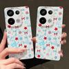 Чехол с узором из синих звезд и бантов для Xiaomi 14T 13T 11T Pro, силиконовая обложка с кожаной текстурой Funda для Redmi Note 14 13 Pro 4G 5G 12 11