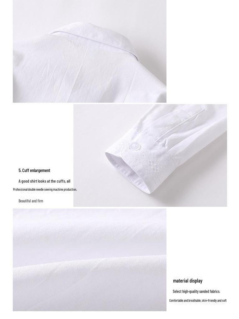 Белая хлопковая школьная рубашка с длинным рукавом для девочек - стиль весна/осень для учеников начальной и средней школы