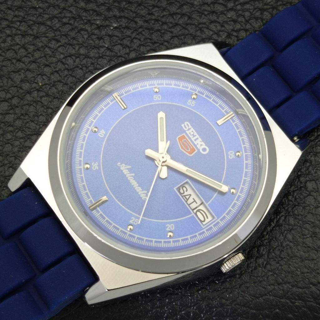 ВОССТАНОВЛЕННЫЕ ВИНТАЖНЫЕ МУЖСКИЕ ЧАСЫ SEIKO 5 AUTOMATIC JAPAN С СИНИМ ЦИФЕРБЛАТОМ a434683-2