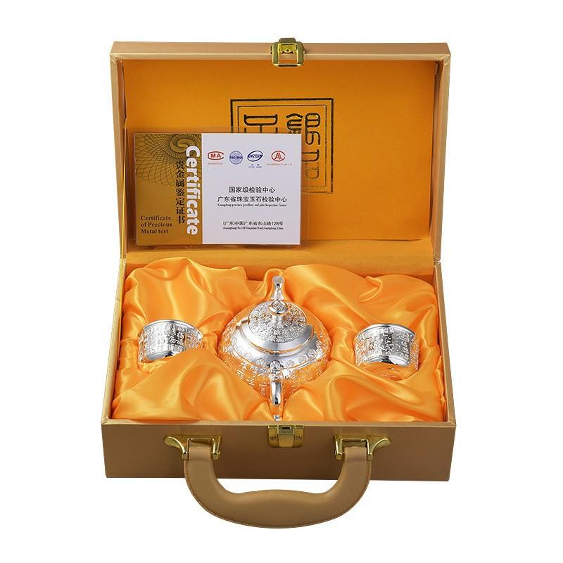 Новый серебряный чайный сервиз, позолоченная серебряная чайная чашка, не выцветающая посеребренная чайная чашка из сплава