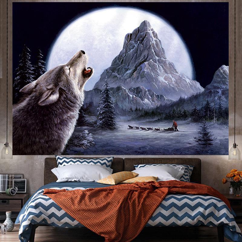 Большой гобелен с изображением животных, настенный гобелен с геометрическим рисунком, хиппи, домашний декор, эстетическое украшение