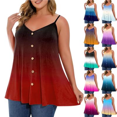 Женский повседневный жилет больших размеров с регулируемыми бретелями, топ без рукавов с V-образным вырезом