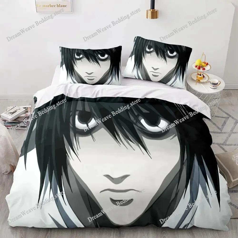 Постельное белье Death Note Односпальный Полуторный Двуспальный Кингсайз Комплект постельного белья Взрослый Детский Спальня Комплекты пододеяльников 3D-принт Аниме Death Note