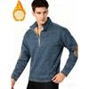 Men's Textured Jacquard Hooded Jacket - Thickened Zip-Front Sweatshirt with Stand Collar