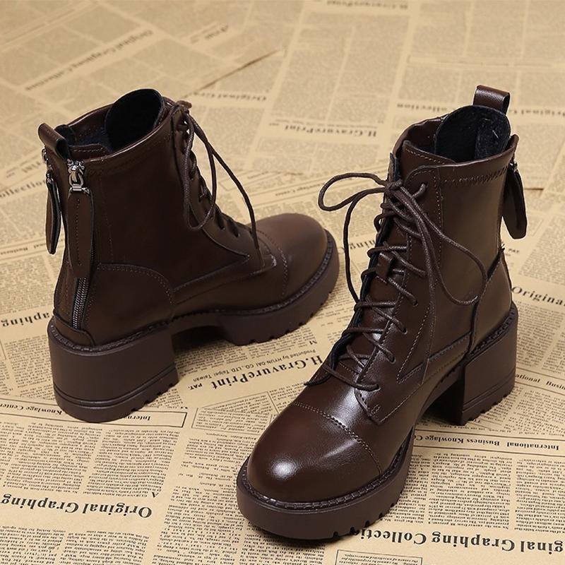 Платформа Женские Ботильоны Каблуки Туфли Зимняя Мода Новые Кожаные Туфли Женские Тенденции 2024 Зимние Сапоги Платье Mujer Chelsea Botas