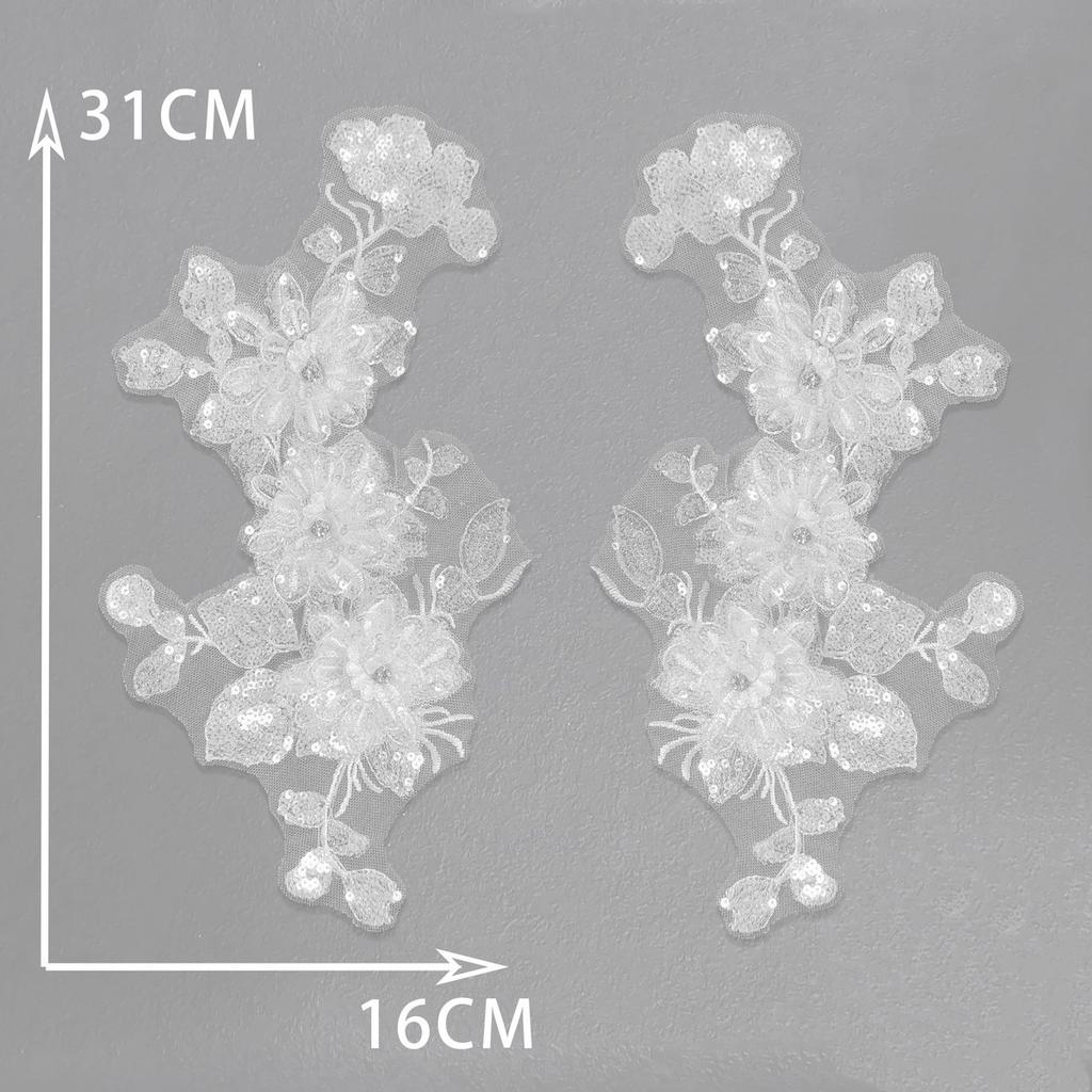 Черно-белый I Полиэстер Полая вышивка Бусины Стразы Швейное кружево DIY Декор с аксессуарами для воротника одежды