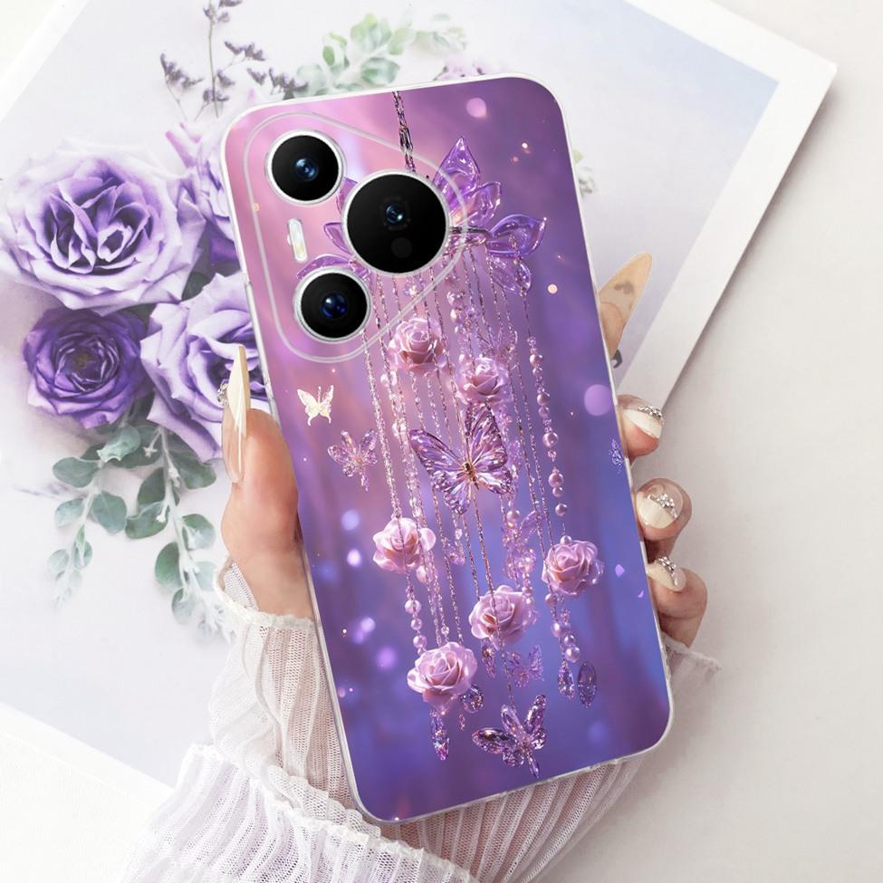 Для Huawei Pura 70 Прозрачный Чехол Эстетичный Роскошный Милый Модный Цветочный Забавный Расписной Корпус Для Huawei ADY-LX9 ADY-AL00