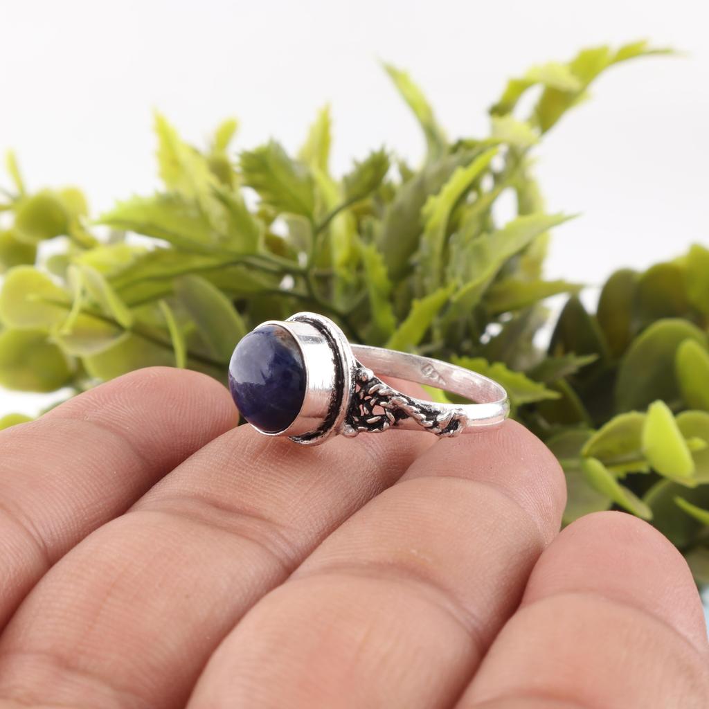 Sodalite Ring Gemstone Jewelry, 925 Solid Sterling Silver Ring, Handmade Designer Jewelry Gift For Mom