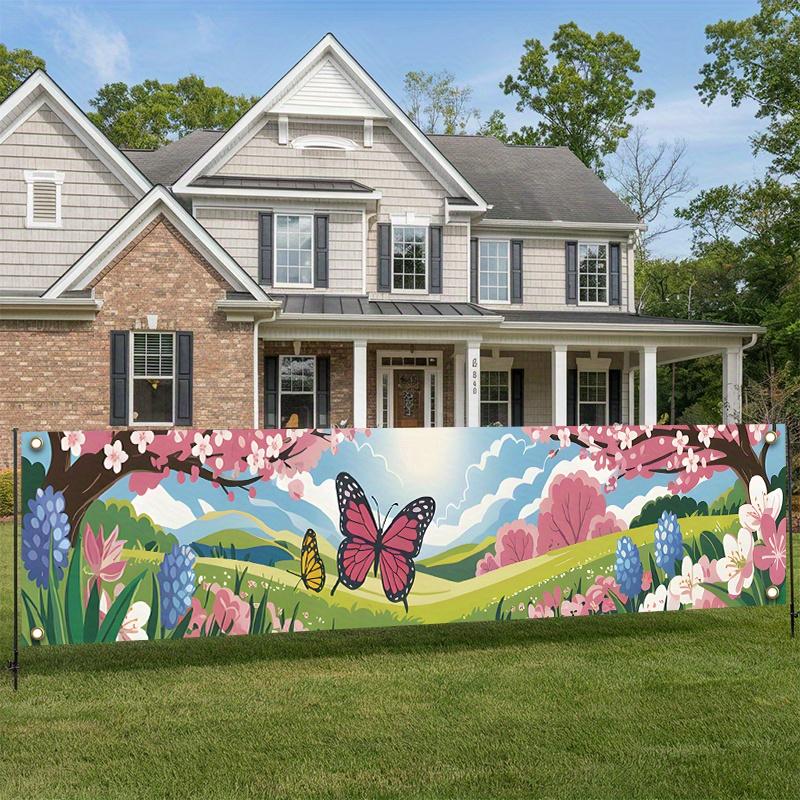 Nature Butterfly Outdoor Banner 17x78in, Garden Fence Patio Lawn Decorative Sign