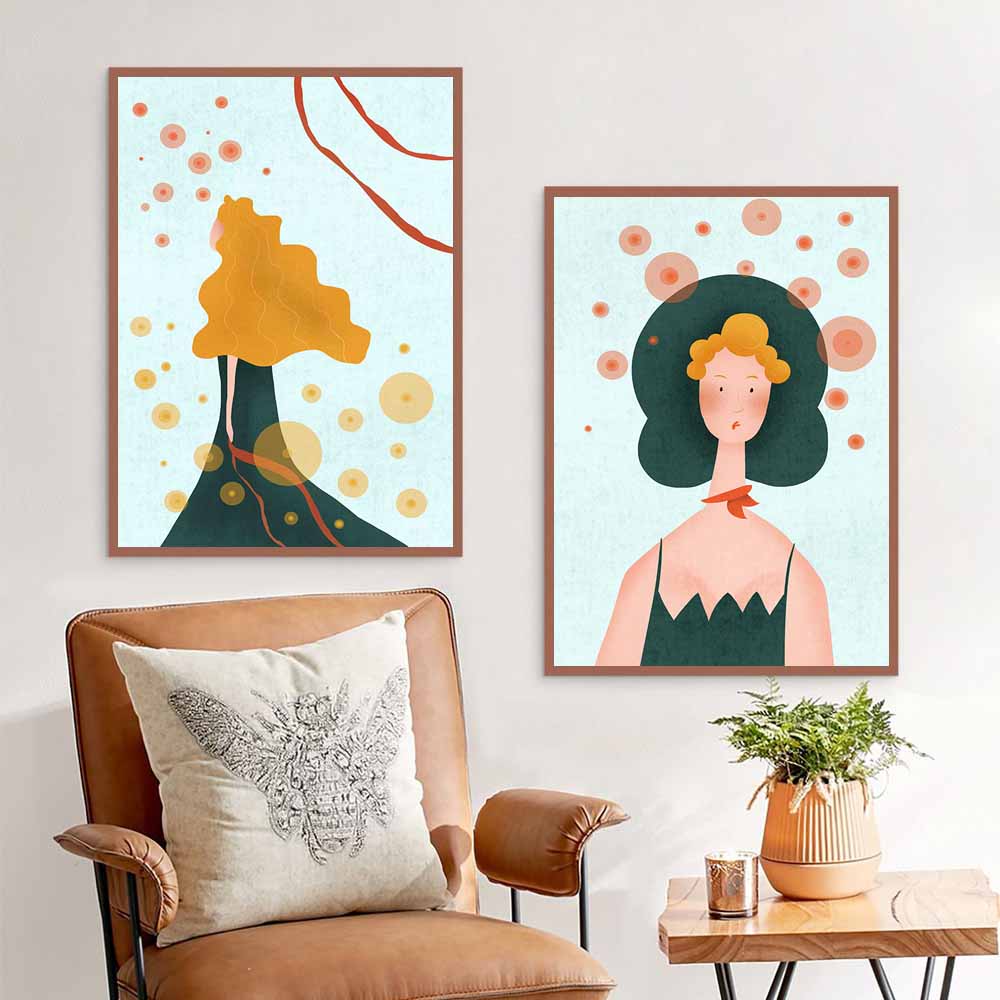 Nordic Figure Oil Painting Blonde Goddess Abstract Art Canvas Painting Living Room Corridor Office Home Decoration Mural No Frame