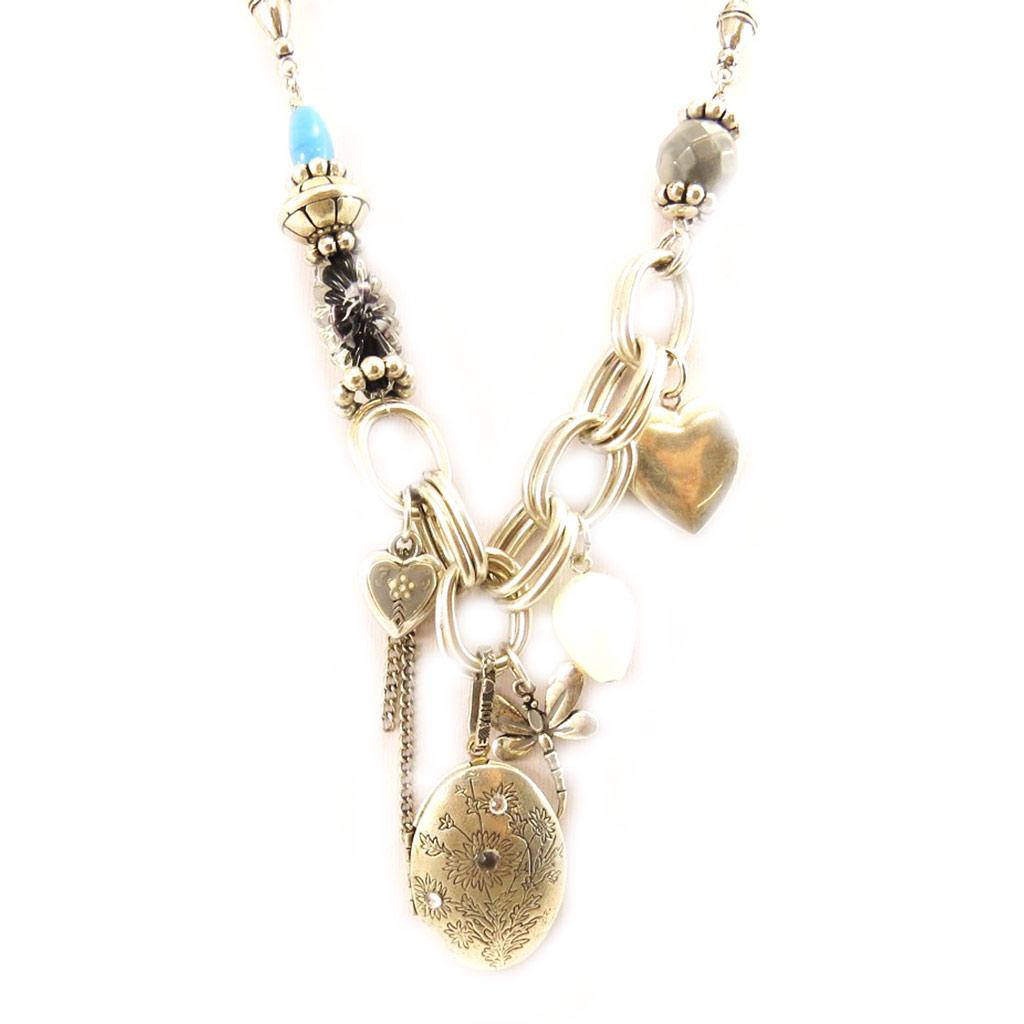 Les Trésors De Lily [E5751] — Дизайнерское колье «Воспоминания о прошлом», синее, серебристое — 6 см