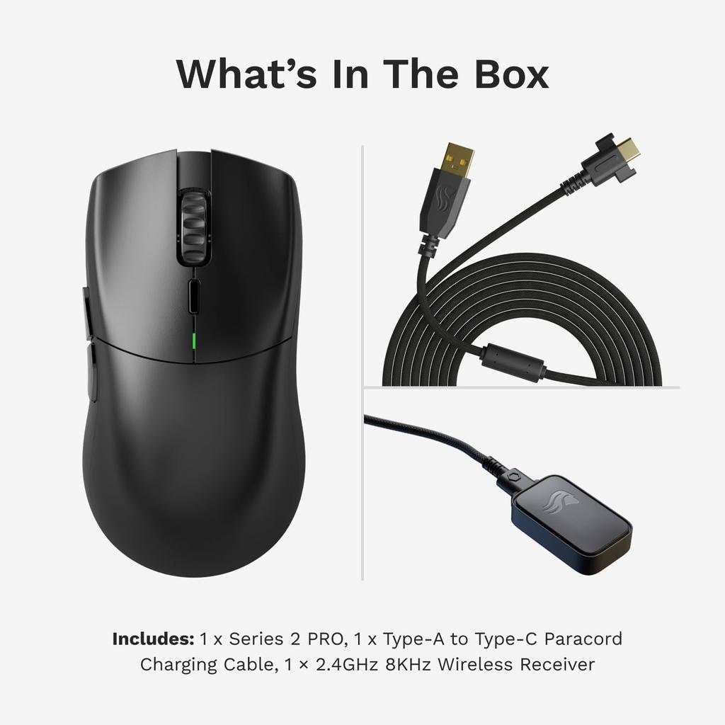 Glorious Series 2 PRO Wireless Mouse Compatible Gaming Mouse Black MS0735 4K/8KHz Wired/Wireless GLO-MS-S2PRO-WL-BLK