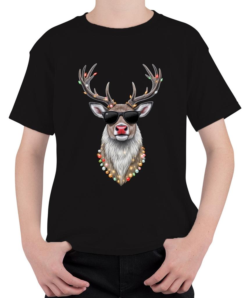 Christmas Reindeer Sunglasses String Lights Rudolph Cool Retro Unisex Kids T