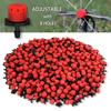 50-500PCS 1/4'' Barb Red Adjustable Nozzles Garden Watering Irrigation Sprinkler Washable Emitter 0-80L/H for Yard Greenhouse