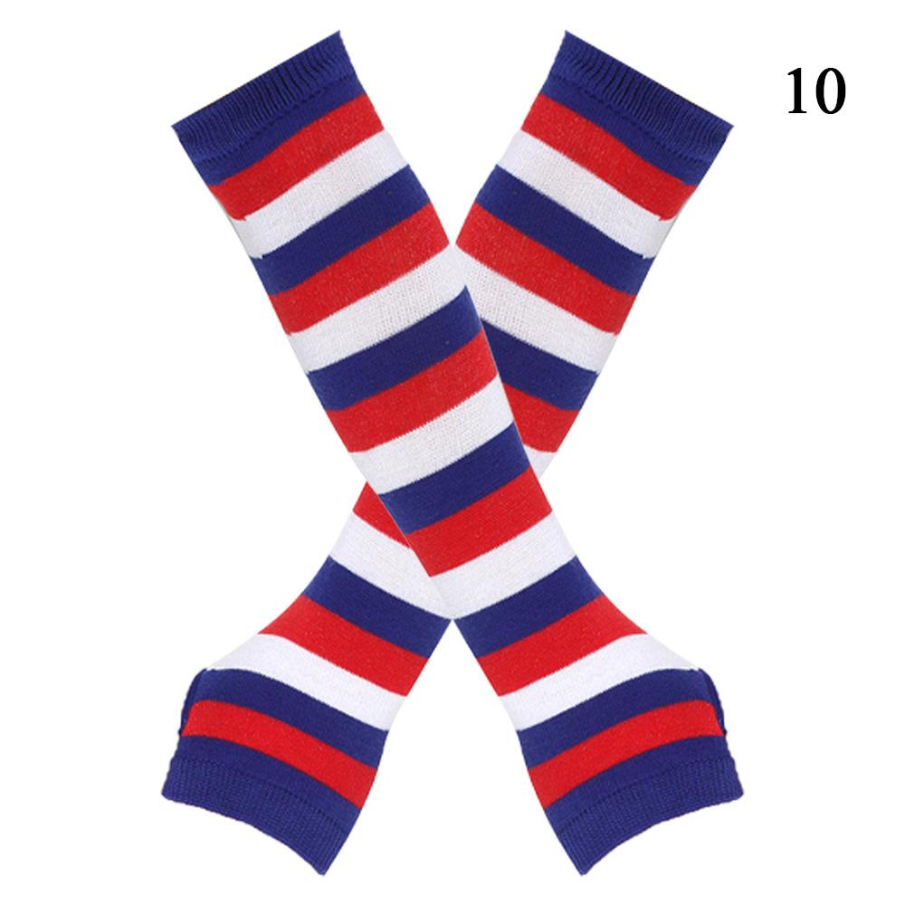 Полосатые унисекс перчатки с половиной пальцев длинные женские перчатки для девочек перчатки на руку теплые вязаные напульсники локтевые варежки теплая манжета