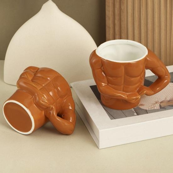 Yousheng Забавная кофейная кружка Новинка Кружка в форме мускулистого мужчины Новинка Керамическая чашка с ложкой Подарки на день рождения и Рождество для любителей мускулов