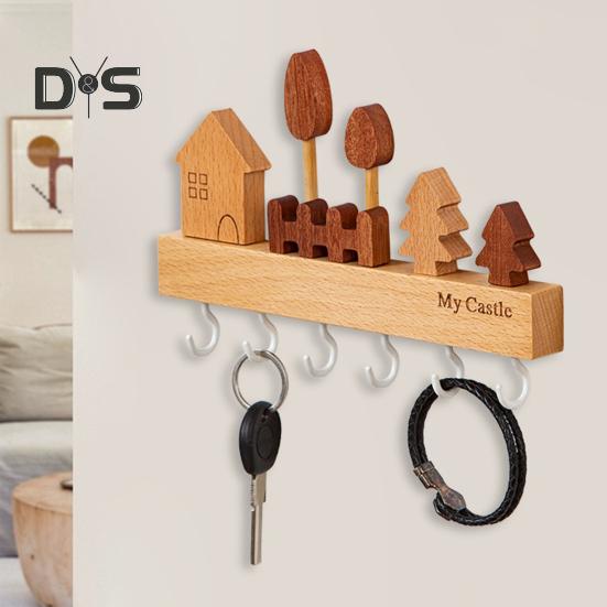 Настенная стойка для хранения ключей с крючком для ключей, гладкий край, без заусенцев, простая установка, входная стойка для хранения ключей, украшение