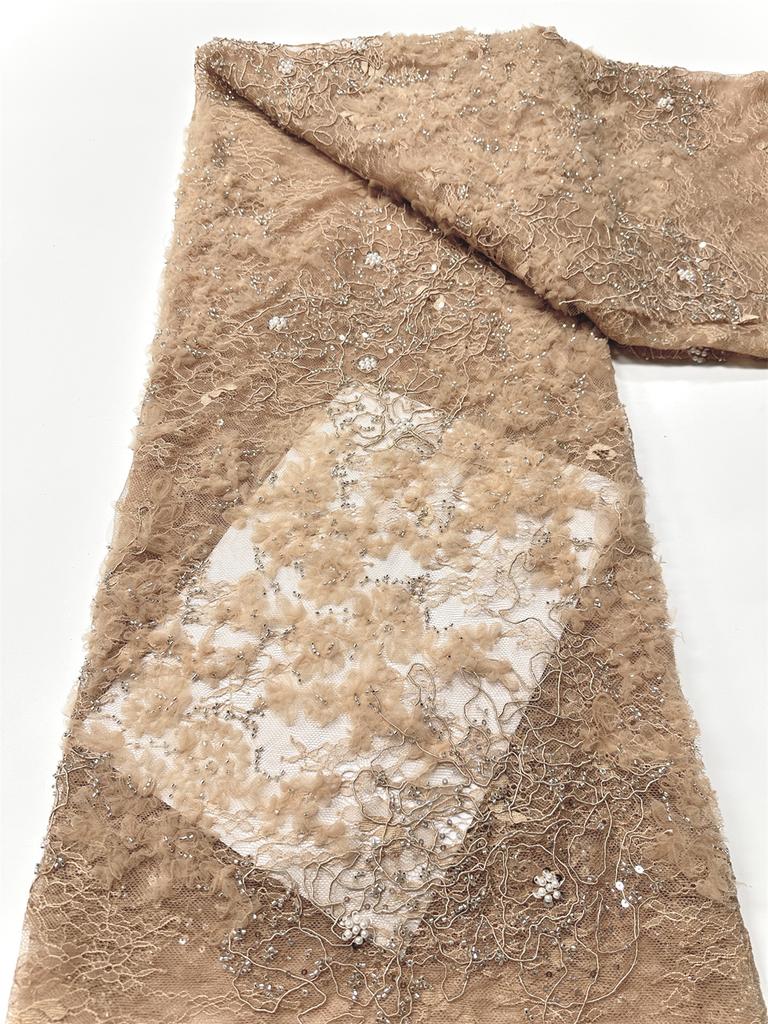 French Sequins Net 3d Lace Fabric 2026 High Quality African Lace Embroidered Nigerian Tulle Lace 5 Yards For Sewing Party Dress