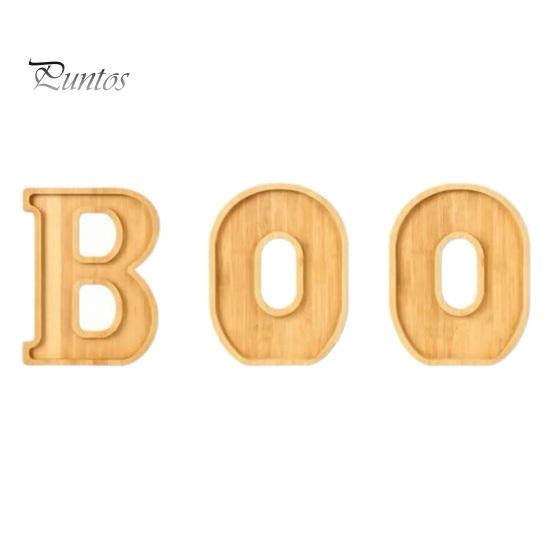 Тематическая закусочная доска 3 шт. Хэллоуин Буквы BOO Фруктовая тарелка, Большой наполняемый диспенсер для конфет, Закуски Креативная подача еды Печенье Поднос,