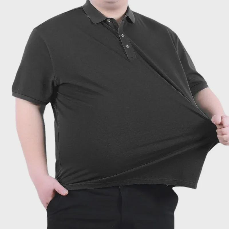 Мужская рубашка поло 8XL Large - летняя деловая повседневная футболка с лацканами для больших размеров