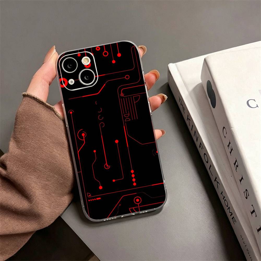 Креативный чехол для телефона с рисунком печатной платы Для iPhone17,16,15,14,13,12,11 Plus,Pro Max Мягкий прозрачный чехол