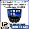 2 Din Android 12 Автомагнитола для Peugeot 107 Toyota Aygo Citroen C1 2005 - 2014 Мультимедийный видеоплеер GPS 4G Carplay Автомагнитола